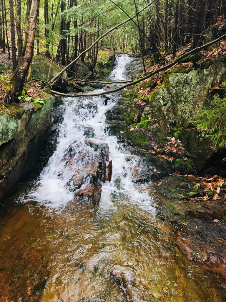 Spring waterfalls on the Connector between the Starr and Red/Orange Trails, Rumford Whitecap