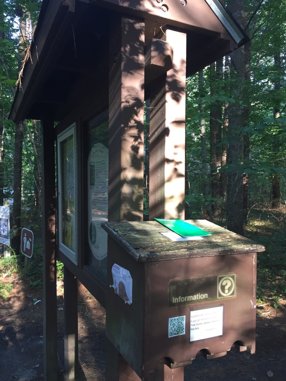 Trail kiosk with guide/map, Carson Trail, Rachel Carson National Wildlife Refuge, in Wells, ME.