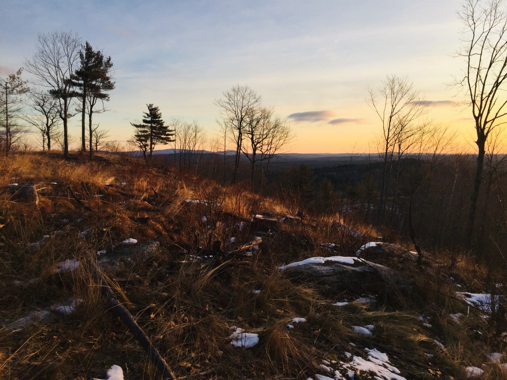 Winter sunrise on Hawk Mountain, Waterford, ME