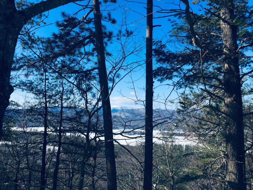 Mt Washington wreathed in clouds from Amos Mountain viewpoint, Lovell, ME